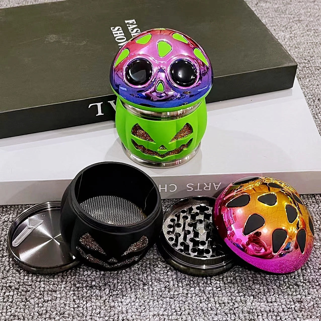 2,8 inch Pompoen Kruidenmolen Peper Crusher Handmatige Zoutmolen Grote 4-lagen Stamper Tabak Ruwe Grasmolen Roken Accessoires