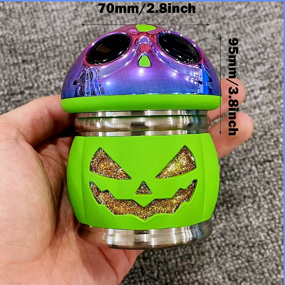 2,8 inch Pompoen Kruidenmolen Peper Crusher Handmatige Zoutmolen Grote 4-lagen Stamper Tabak Ruwe Grasmolen Roken Accessoires