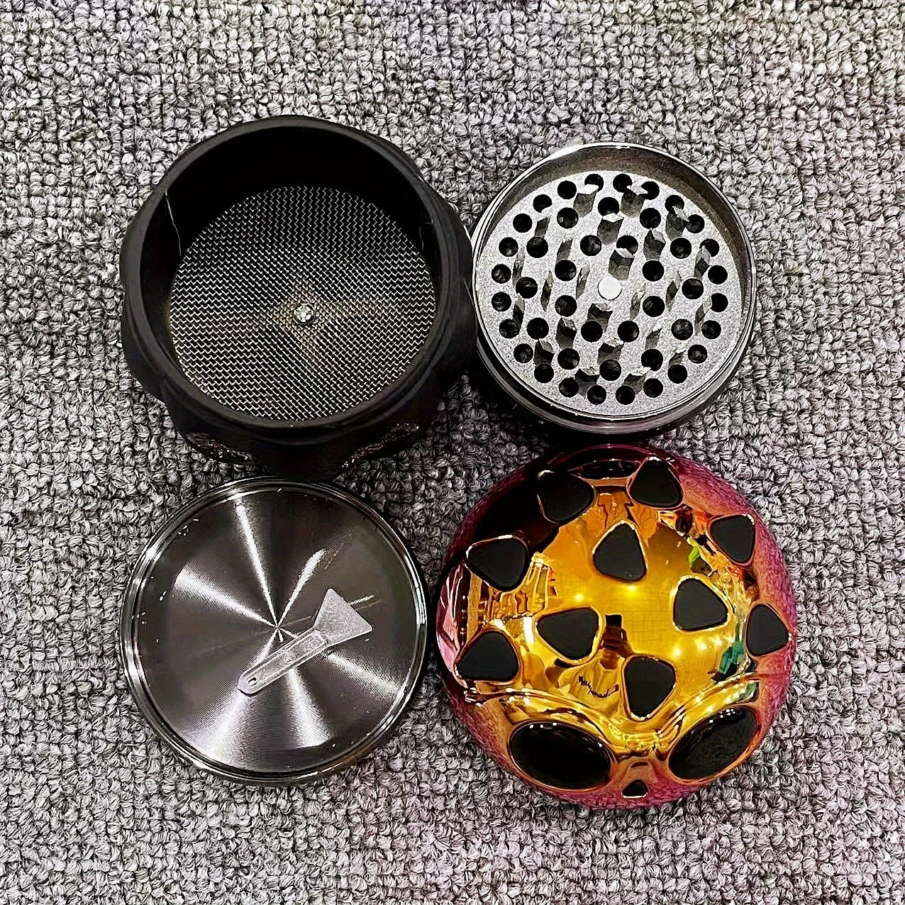 2,8 inch Pompoen Kruidenmolen Peper Crusher Handmatige Zoutmolen Grote 4-lagen Stamper Tabak Ruwe Grasmolen Roken Accessoires