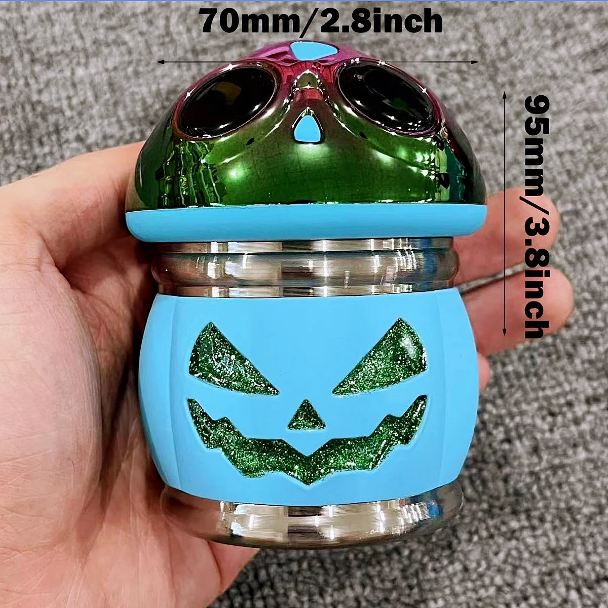 2,8 inch Pompoen Kruidenmolen Peper Crusher Handmatige Zoutmolen Grote 4-lagen Stamper Tabak Ruwe Grasmolen Roken Accessoires