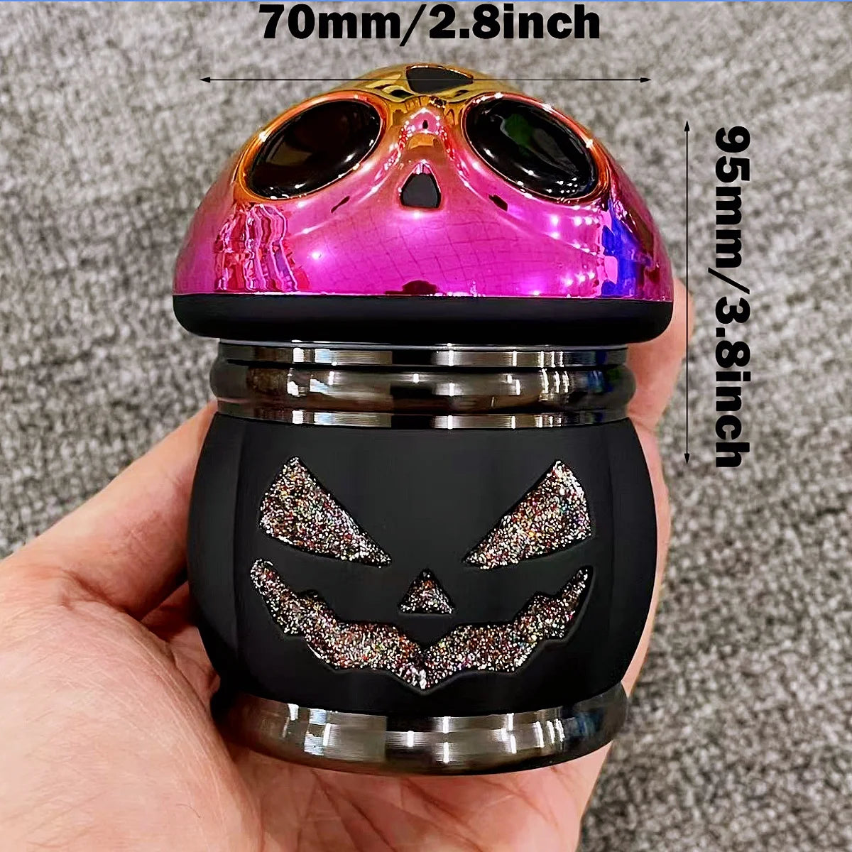 2,8 inch Pompoen Kruidenmolen Peper Crusher Handmatige Zoutmolen Grote 4-lagen Stamper Tabak Ruwe Grasmolen Roken Accessoires